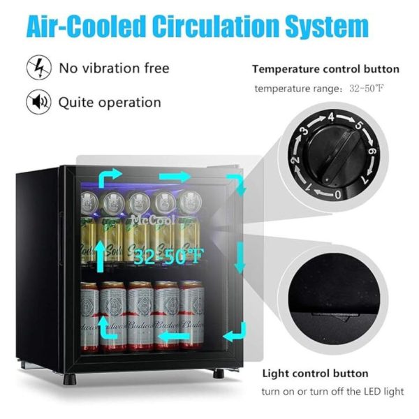 McCool Beverage Cooler 1.6 Cu. Ft Fridge Glass Door Temperature Knob SC-45 (6)