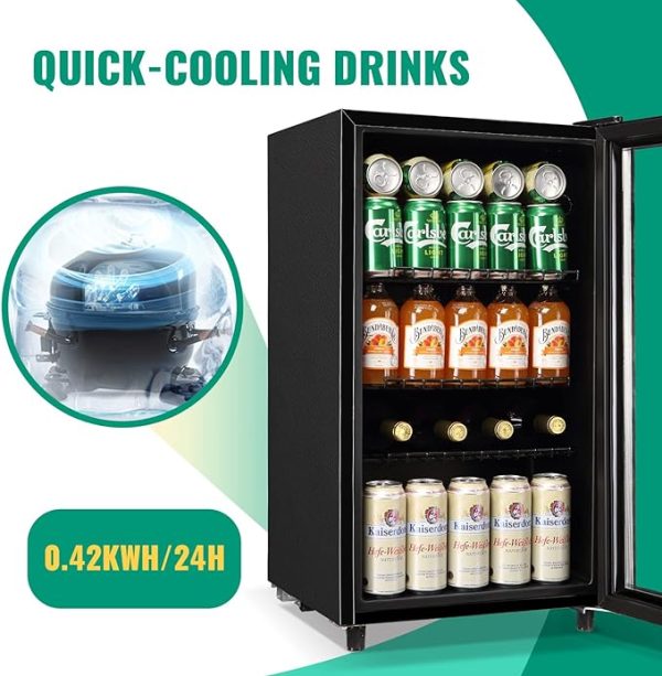 McCool Beverage Refrigerator 4.5 Cu. Ft Fridge Glass Door Temperature Knob SC-128 (1)