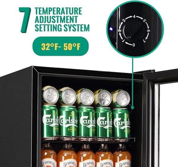 McCool Beverage Refrigerator 4.5 Cu. Ft Fridge Glass Door Temperature Knob SC-128 (5)